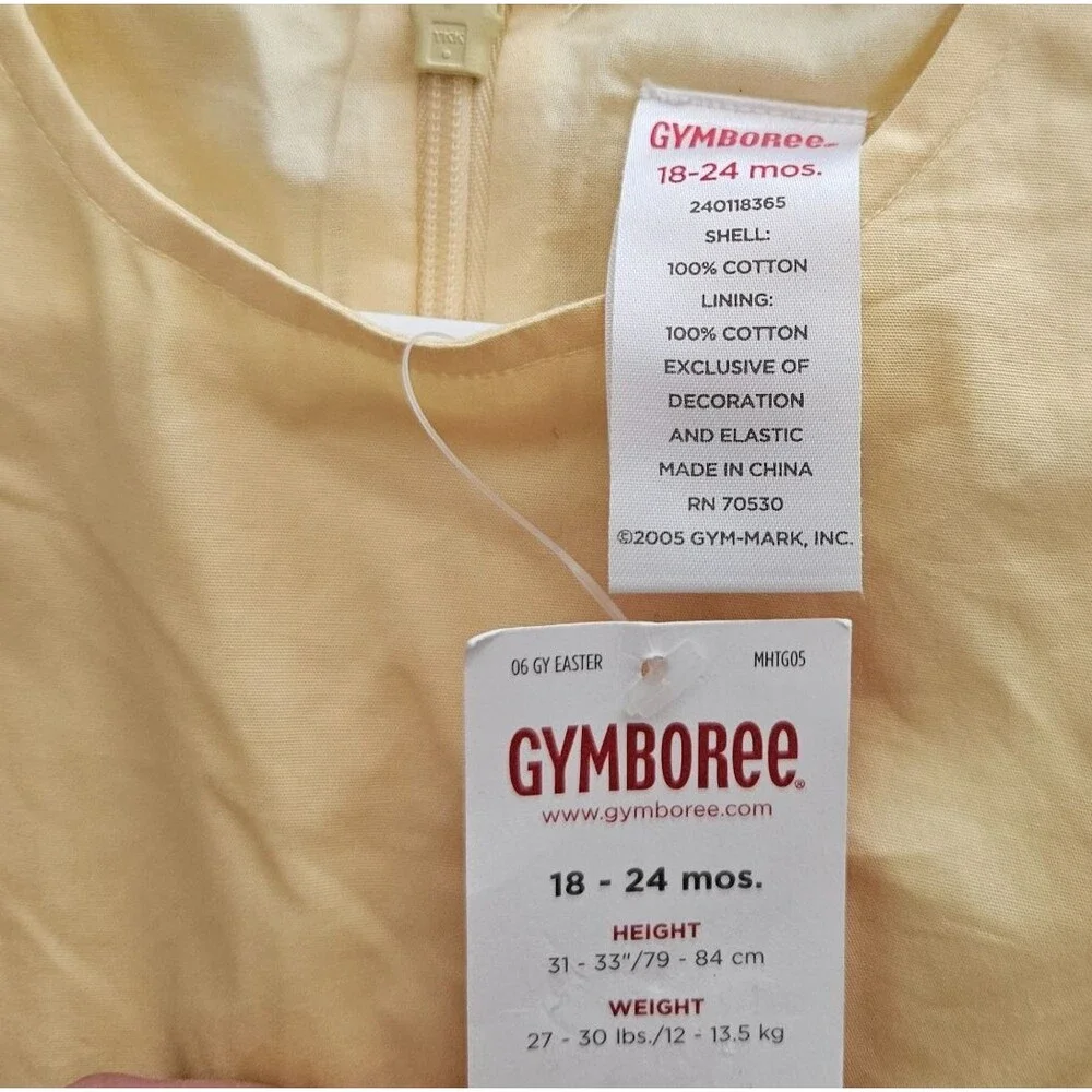 Vintage Gymboree Dress Size 18-24 Months Yellow Embroidered Portraits Party NWT